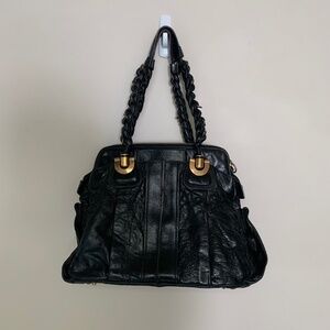 Chloe Black Leather Heloise East/West Shoulder Satchel Bag